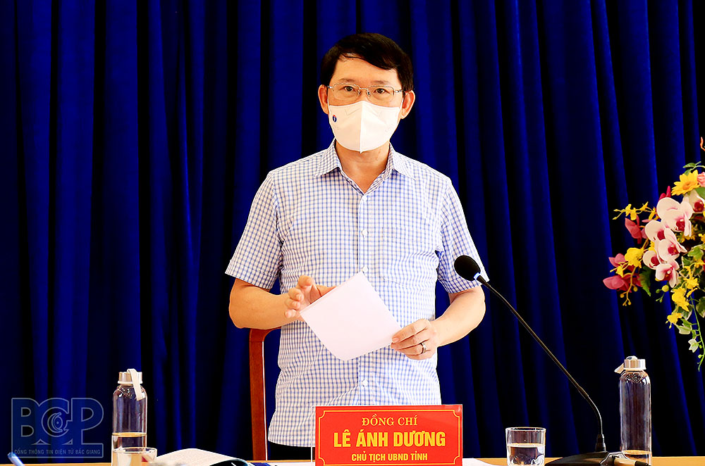 Chủ tịch UBND tỉnh Lê Ánh Dương phát biểu kết luận buổi làm việc. Ảnh: BGP/Dương Thủy.