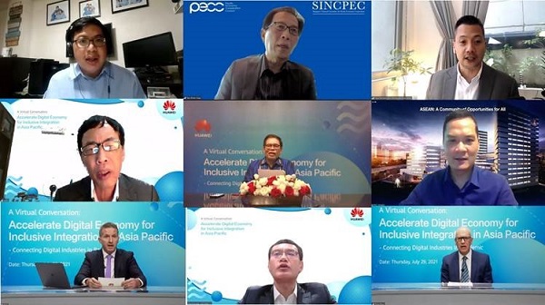 Hội thảo trực tuyến với chủ đề “Thúc đẩy nền kinh tế số để hội nhập toàn diện ở châu Á - Thái Bình Dương - Kết nối các ngành kỹ thuật số trong đại dịch” tổ chức 29/7/2021.