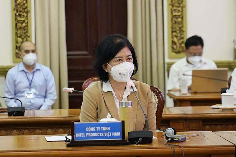 Bà Hồ Thị Thu Uyên, Giám đốc Đối ngoại Intel Việt Nam cho biết chi phí phát sinh từ việc đảm bảo phòng chống dịch trong giai đoạn 15/7-15/8 khoảng 140 tỷ đồng. (Ảnh: TTBC)