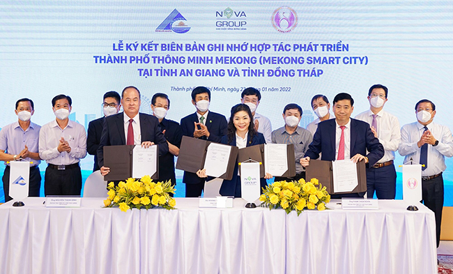 Tỉnh An Giang, Đồng Tháp ký biên bản hợp tác phát triển thành phố thông minh với đại diện NovaGroup.